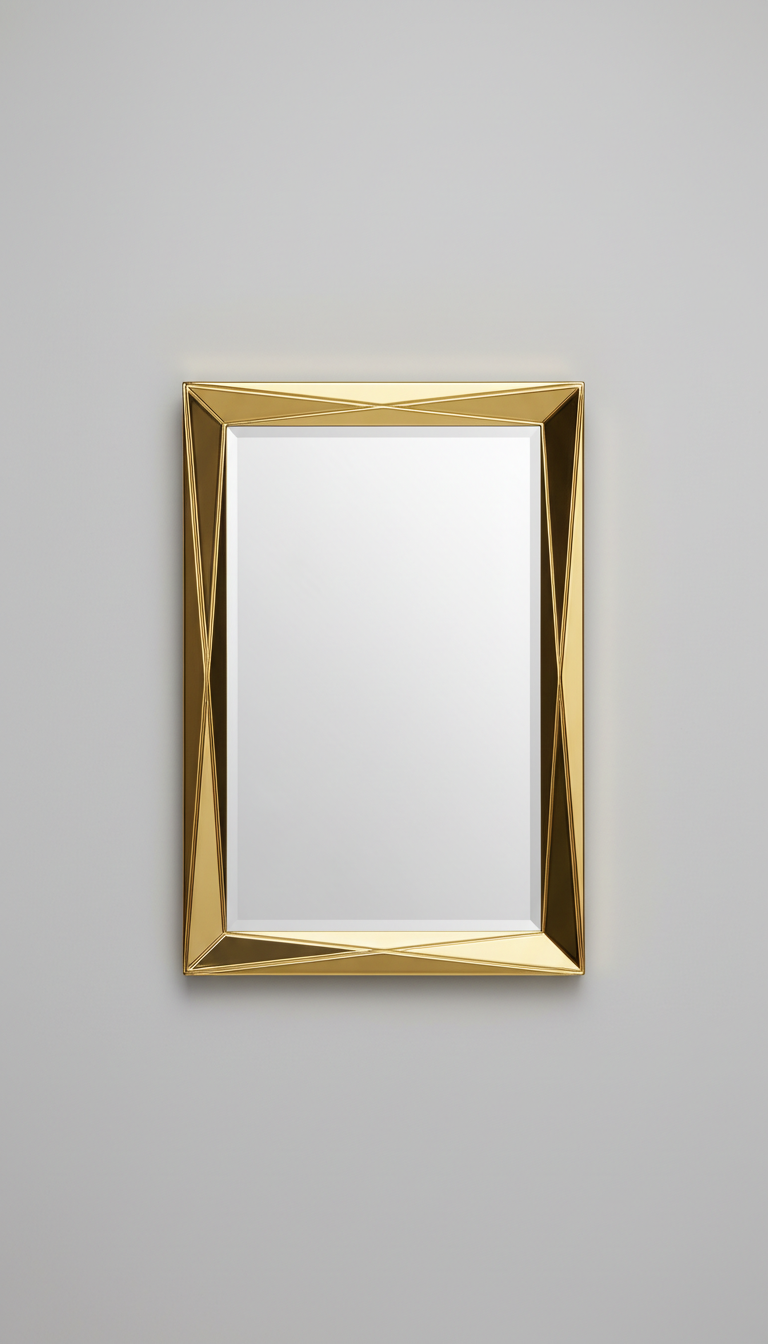 Rectangle Mirror With Gold Prism Frame