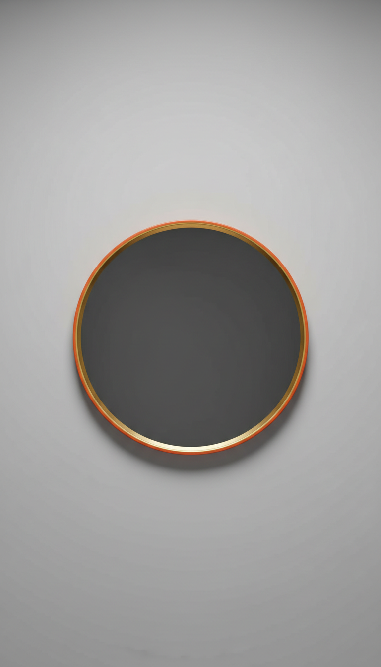 Circle Mirror With Tangerine Frame