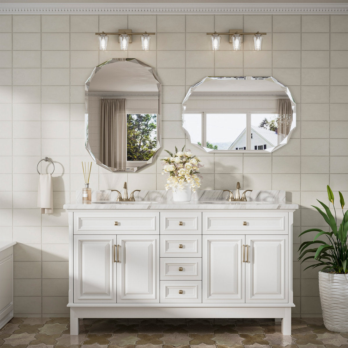 Pearlette Beveled Frameless Octagon Mirror