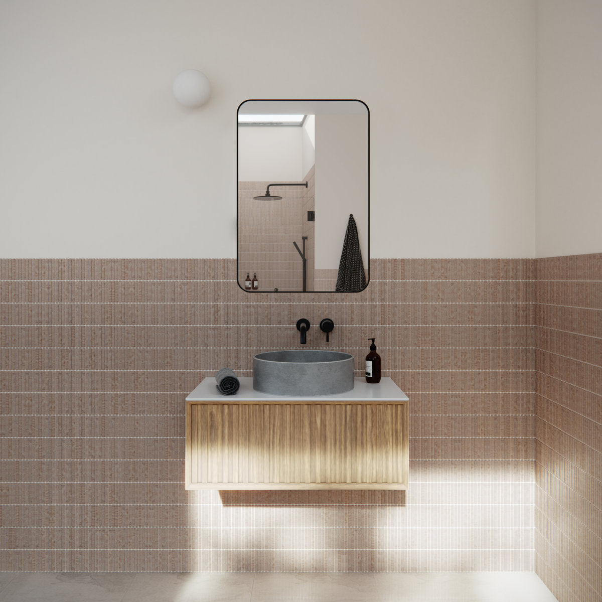 Trinity 22 in. x 40 in. Square Radius Mirror